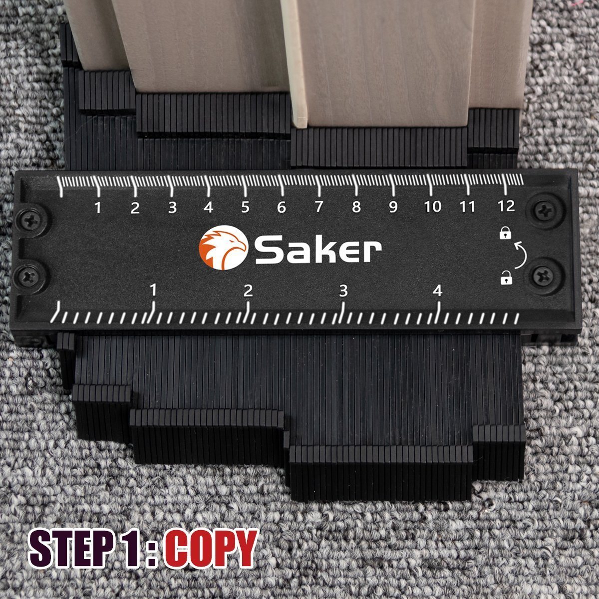 Saker® Contour Gauge Profile Tool With Lock (Black)