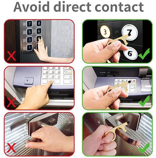 3pcs No Touch Door Opener EDC Hand Tools With Keychain Pendant